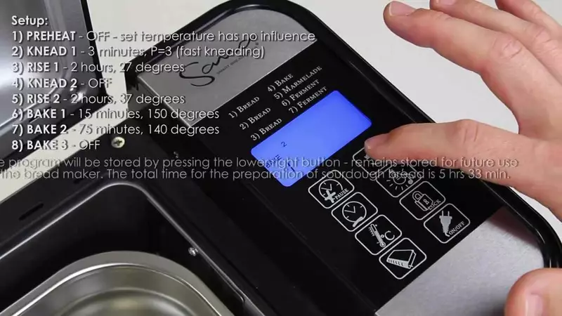 Programas ajust&aacute;veis da M&aacute;quina de P&atilde;o Sana Smart