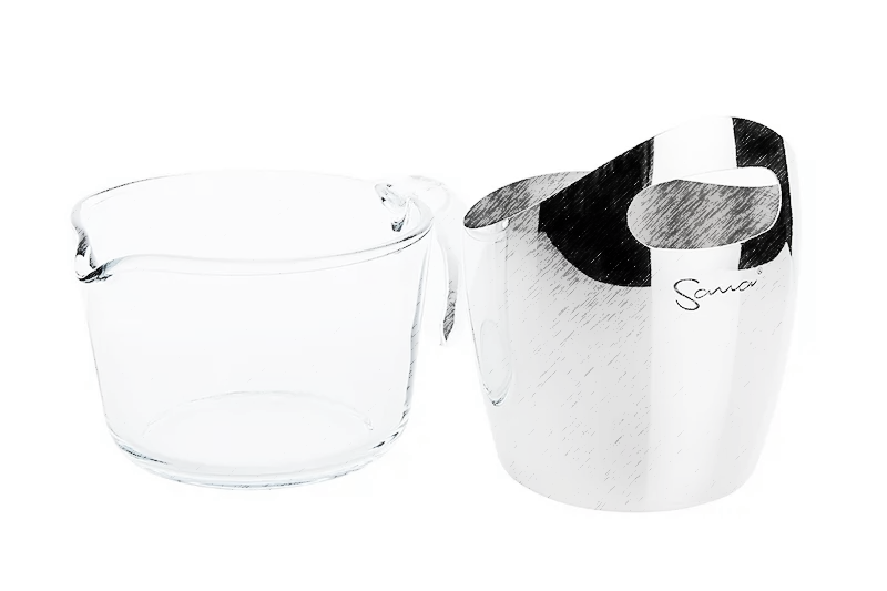 Ta&ccedil;a de vidro e recipiente de a&ccedil;o inoxid&aacute;vel para polpa do Sana EUJ 707 a l&aacute;pis